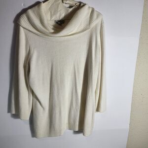 Mercer Street Studio Cowl Neck Sweater Size XL 3/4 Flare Sleeves Cream